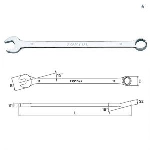 Long Combination Wrench 15° Offset - METRIC (Satin Chrome Finished)