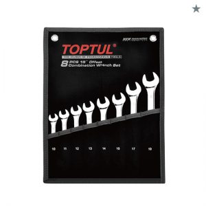 8PCS 15° Offset Standard Combination Wrench Set - POUCH BAG - BLACK