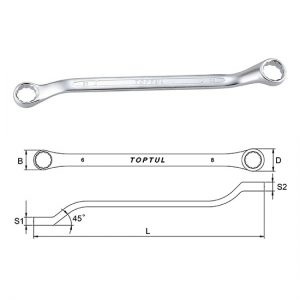 Double Ring Wrench 45° Offset - METRIC (Satin Chrome Finished)