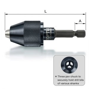 1/4" Hex Shank 3-Jaw Keyless Drill Chuck