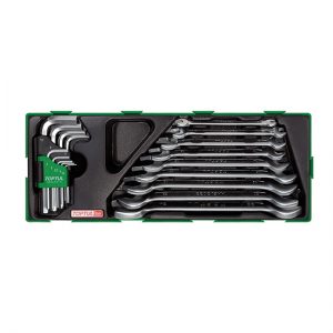 18PCS - Double Open End Wrench & Hex Key Wrench Set