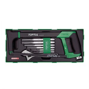 8PCS - Hacksaw, Adjustable Wrench & Pin Punch Set